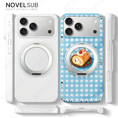 NOVELSUB Sublimation Blank 360° Rotating Kickstand 3D Hard PC Film Phone Case With Magnetic Ring Stand For IPhone Series Custom DIY