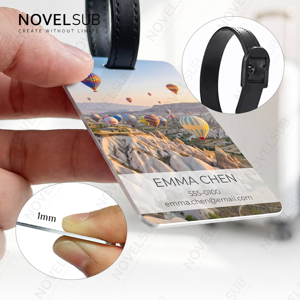 Sublimation Aluminium Luggage Tags Blanks White Blank Travel Bag Baggage Tags with Strap Double Side Printable
