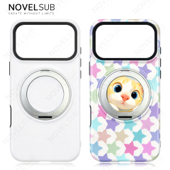 NOVELSUB Sublimation Blank 3D 2in1 Film Phone Case with Rotating Holder Custom DIY 360-degree Rotating Kickstad Phone Cover with Magnetic Ring Stand For IPhone 13-18 Series