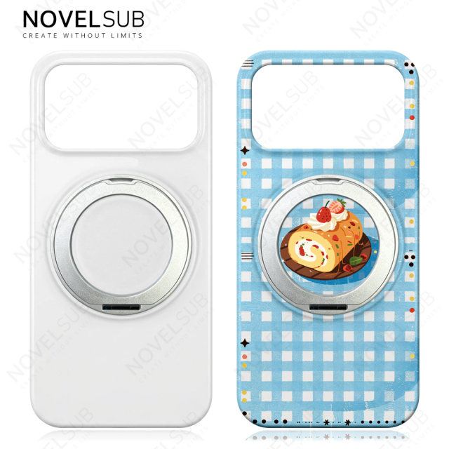 NOVELSUB Sublimation Blank 360° Rotating Kickstand 3D Hard PC Film Phone Case With Magnetic Ring Stand For IPhone Series Custom DIY