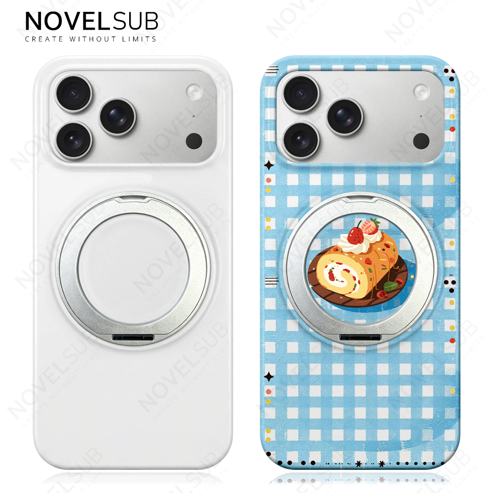 NOVELSUB Sublimation Blank 360° Rotating Kickstand 3D Hard PC Film Phone Case With Magnetic Ring Stand For IPhone Series Custom DIY