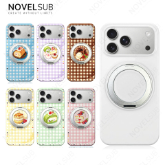 NOVELSUB Sublimation Blank 360° Rotating Kickstand 3D Hard PC Film Phone Case With Magnetic Ring Stand For IPhone Series Custom DIY
