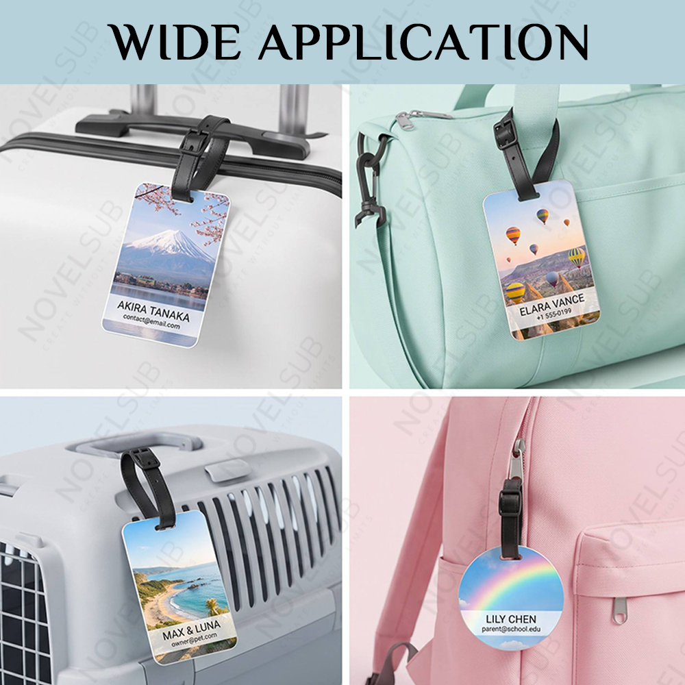 Sublimation Aluminium Luggage Tags Blanks White Blank Travel Bag Baggage Tags with Strap Double Side Printable
