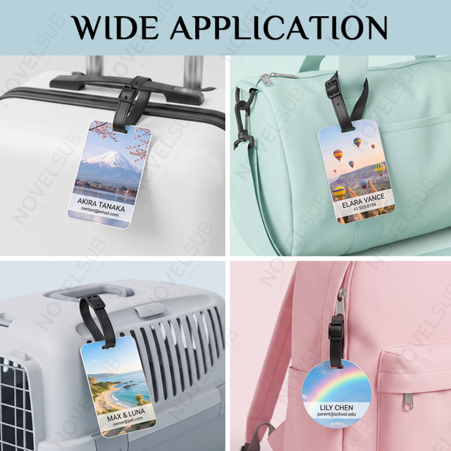Sublimation Aluminium Luggage Tags Blanks White Blank Travel Bag Baggage Tags with Strap Double Side Printable