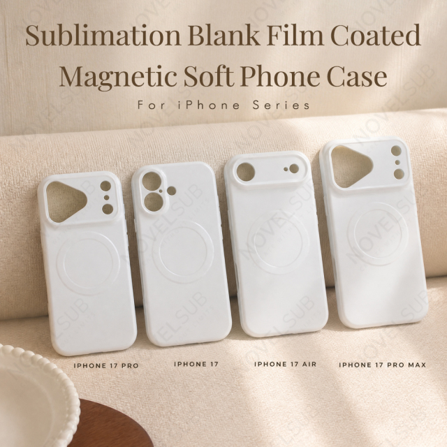 NOVELSUB for Iphone 17 Series Sublimation Blank 3D Soft Coated Film Phone Cases Magnetic Style Custom DIY Soft TPU 3D Phone Covers Suitable for Wireless Charging