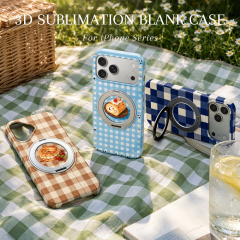 NOVELSUB Sublimation Blank 360° Rotating Kickstand 3D Hard PC Film Phone Case With Magnetic Ring Stand For IPhone Series Custom DIY