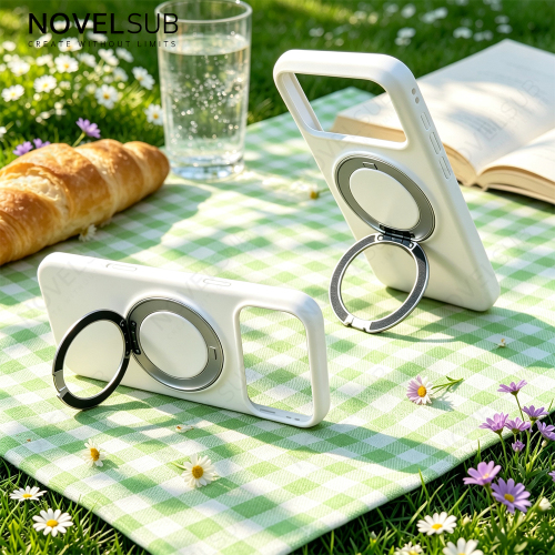 NOVELSUB Sublimation Blank 360° Rotating Kickstand 3D Hard PC Film Phone Case With Magnetic Ring Stand For IPhone Series Custom DIY