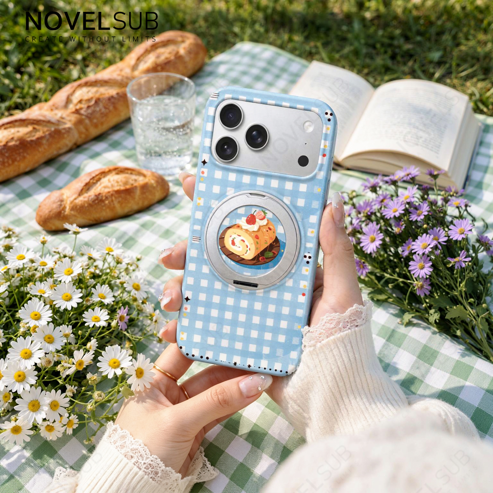 NOVELSUB Sublimation Blank 360° Rotating Kickstand 3D Hard PC Film Phone Case With Magnetic Ring Stand For IPhone Series Custom DIY