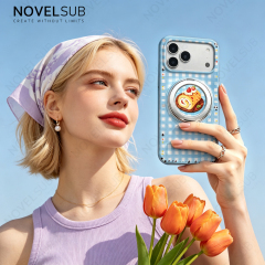 NOVELSUB Sublimation Blank 360° Rotating Kickstand 3D Hard PC Film Phone Case With Magnetic Ring Stand For IPhone Series Custom DIY