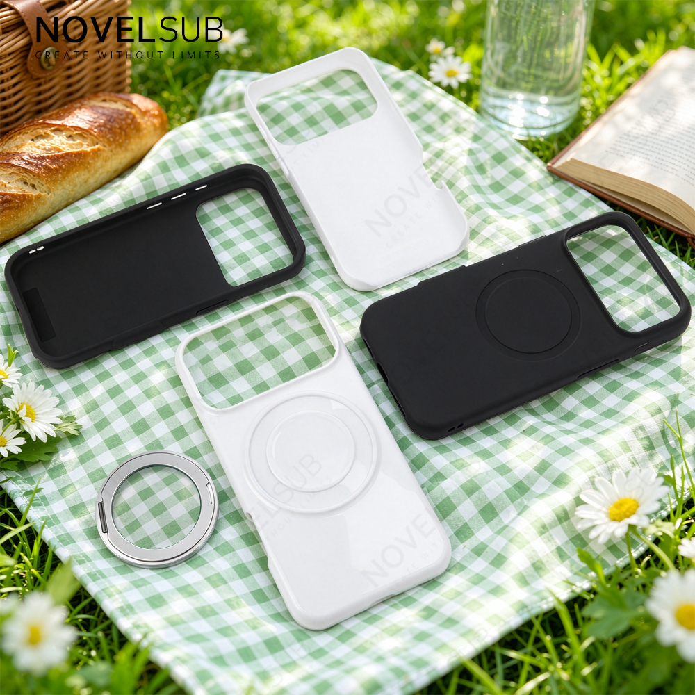 NOVELSUB Sublimation Blank 3D 2in1 Film Phone Case with Rotating Holder Custom DIY 360-degree Rotating Kickstad Phone Cover with Magnetic Ring Stand For IPhone 13-18 Series
