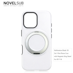 NOVELSUB Sublimation Blank 3D 2in1 Film Phone Case with Rotating Holder Custom DIY 360-degree Rotating Kickstad Phone Cover with Magnetic Ring Stand For IPhone 13-18 Series