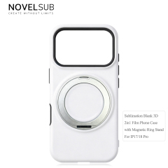 NOVELSUB Sublimation Blank 3D 2in1 Film Phone Case with Rotating Holder Custom DIY 360-degree Rotating Kickstad Phone Cover with Magnetic Ring Stand For IPhone 13-18 Series