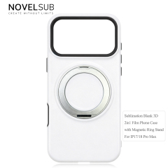 NOVELSUB Sublimation Blank 3D 2in1 Film Phone Case with Rotating Holder Custom DIY 360-degree Rotating Kickstad Phone Cover with Magnetic Ring Stand For IPhone 13-18 Series