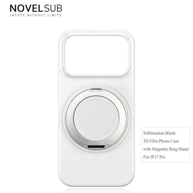 NOVELSUB Sublimation Blank 360° Rotating Kickstand 3D Hard PC Film Phone Case With Magnetic Ring Stand For IPhone Series Custom DIY