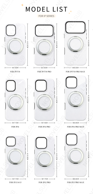 NOVELSUB Sublimation Blank 3D 2in1 Film Phone Case with Rotating Holder Custom DIY 360-degree Rotating Kickstad Phone Cover with Magnetic Ring Stand For IPhone 13-18 Series