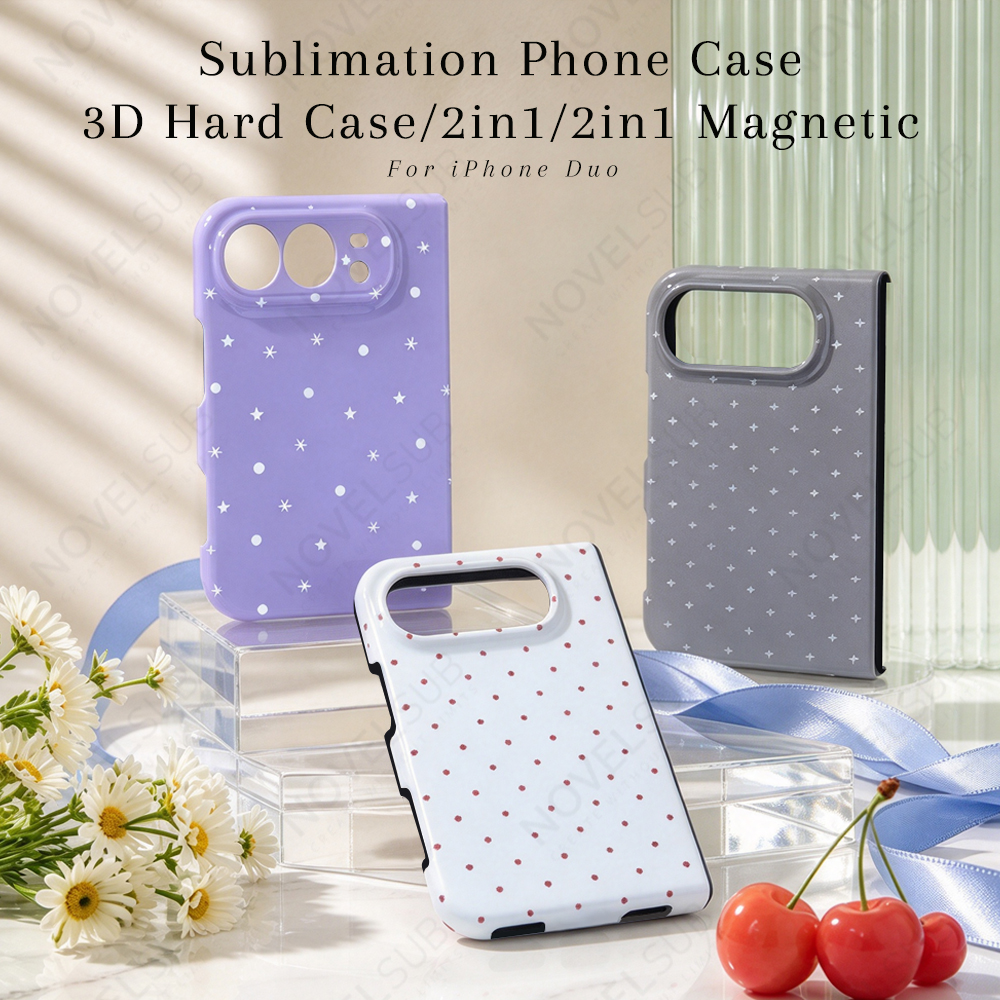 NOVELSUB For Iphone Duo Sublimation Blank 3D Hard Film / 3D 2in1 Film / 3D 2in1 Magnetic Film Phone Cases for 3D Film Printing Custom DIY 3D Phone Covers