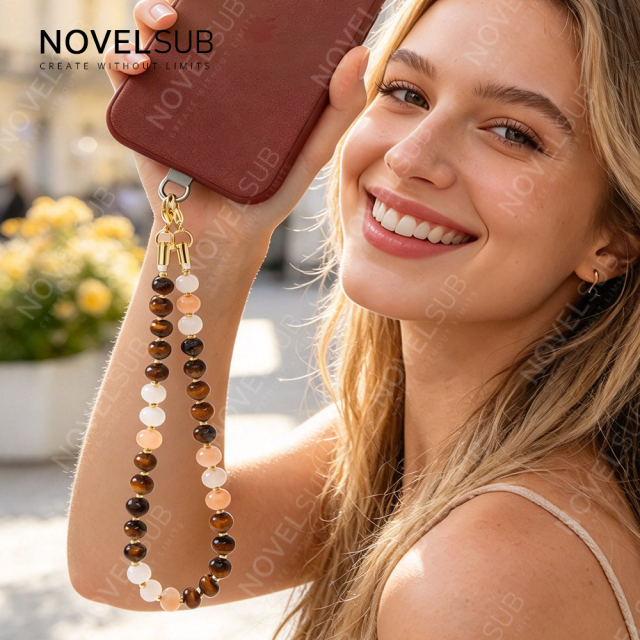 NOVELSUB Handcrafted Natural Stone Phone & Wrist Chain | 18 Styles Natural Stone Phone Chain | Ready to Use Phone Accessory