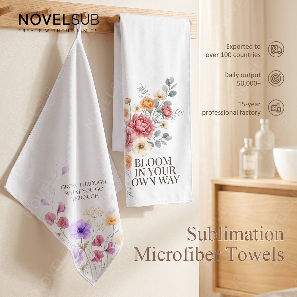 NOVELSUB Sublimation Blank Microfiber Towels Custom DIY Square Towel & Sports Towel for Double-Sided Printing