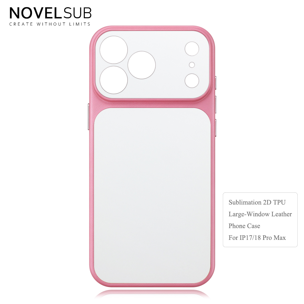 NOVELSUB Sublimation Blank 2D TPU Large-Window Leather Phone Case for Iphone 13 to 17 Series | Custom DIY | Leather texture | Heat dissipation| 8 Colors Available