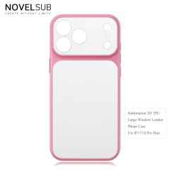NOVELSUB Sublimation Blank 2D TPU Large-Window Leather Phone Case for Iphone 13 to 17 Series | Custom DIY | Leather texture | Heat dissipation| 8 Colors Available