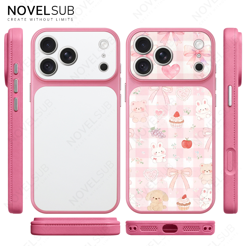 NOVELSUB Sublimation Blank 2D TPU Large-Window Leather Phone Case for Iphone 13 to 17 Series | Custom DIY | Leather texture | Heat dissipation| 8 Colors Available
