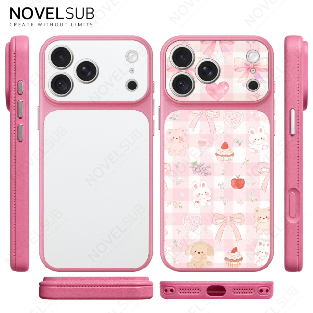 NOVELSUB Sublimation Blank 2D TPU Large-Window Leather Phone Case for Iphone 13 to 17 Series | Custom DIY | Leather texture | Heat dissipation| 8 Colors Available