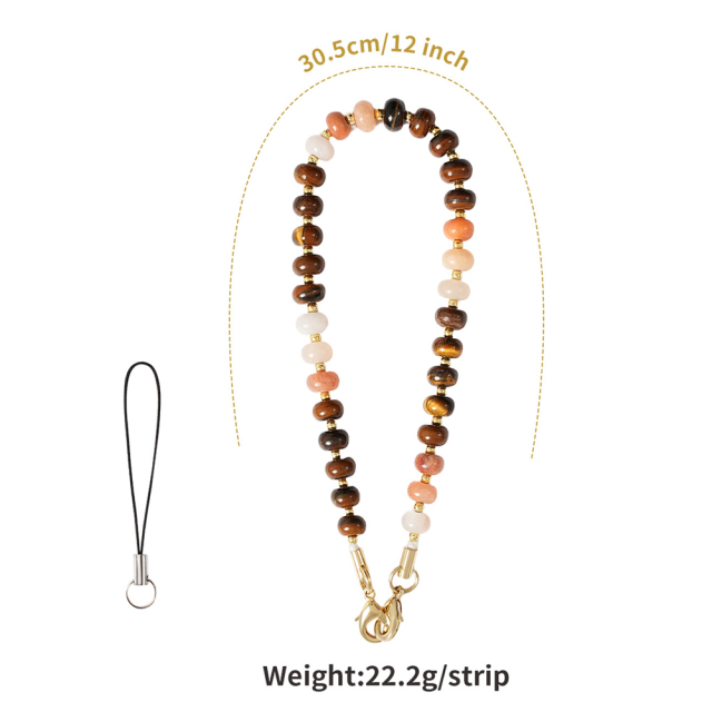 NOVELSUB Handcrafted Natural Stone Phone & Wrist Chain | 18 Styles Natural Stone Phone Chain | Ready to Use Phone Accessory