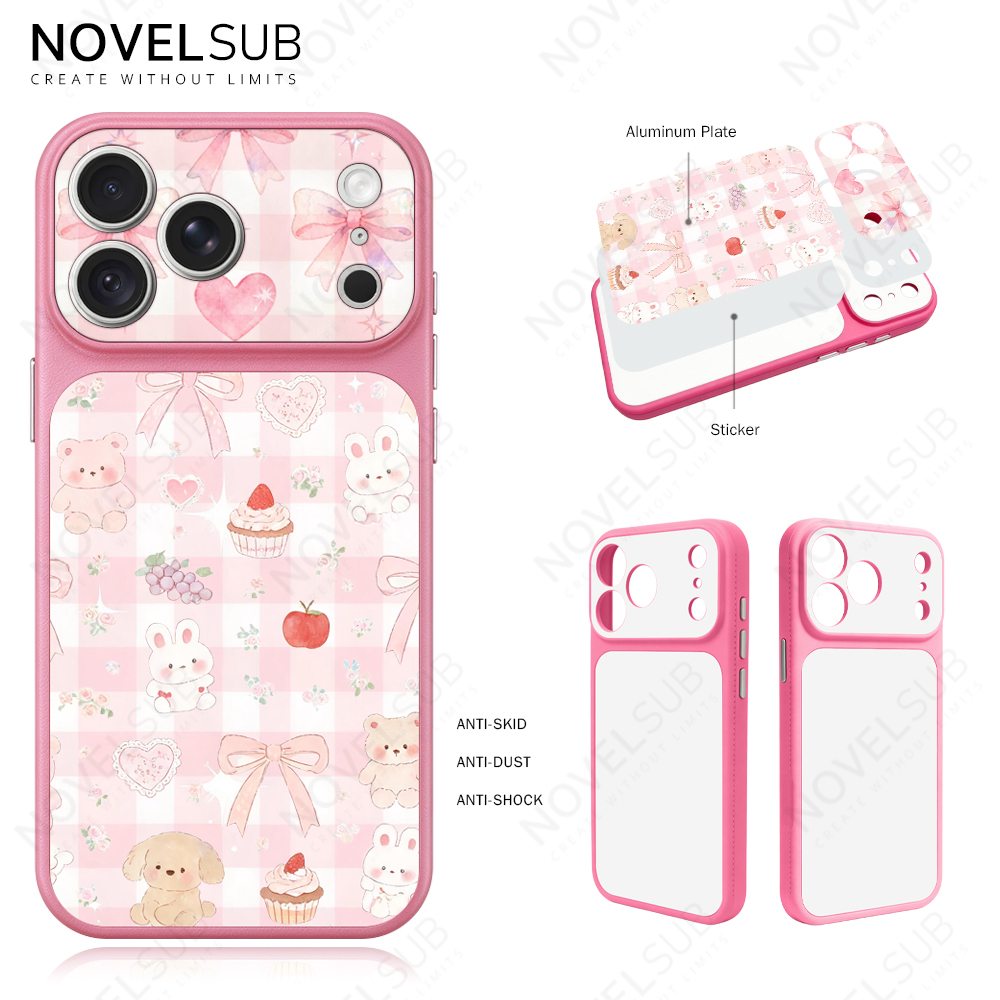 NOVELSUB Sublimation Blank 2D TPU Large-Window Leather Phone Case for Iphone 13 to 17 Series | Custom DIY | Leather texture | Heat dissipation| 8 Colors Available