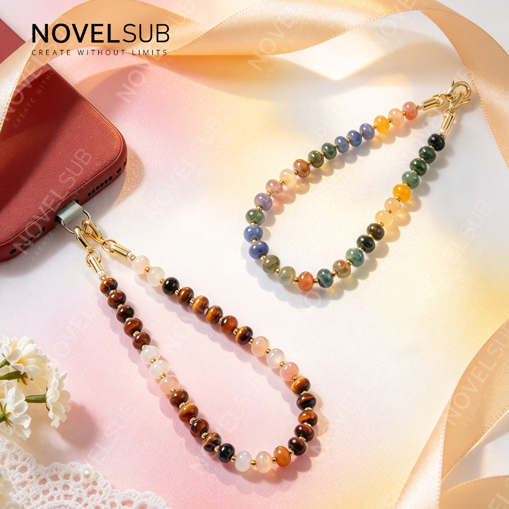 NOVELSUB Handcrafted Natural Stone Phone & Wrist Chain | 18 Styles Natural Stone Phone Chain | Ready to Use Phone Accessory
