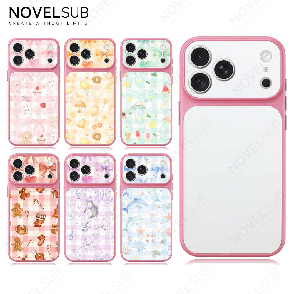 NOVELSUB Sublimation Blank 2D TPU Large-Window Leather Phone Case for Iphone 13 to 17 Series | Custom DIY | Leather texture | Heat dissipation| 8 Colors Available