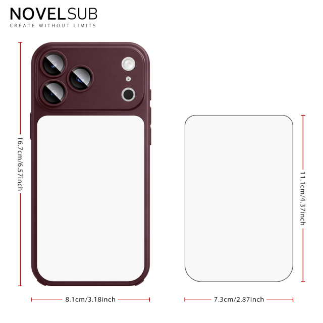 NOVELSUB New Sublimation Blank 2D Color TPU Phone Cases With Camera Screen Protector | Custom DIY Electroplated Oil Spray Phone Cases for Heat Press Printing | for Iphone Series