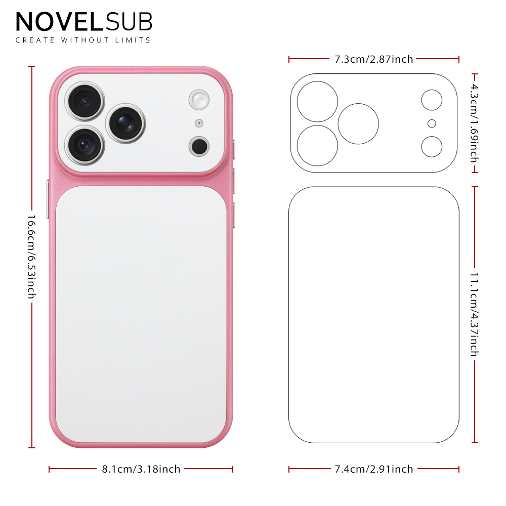 NOVELSUB Sublimation Blank 2D TPU Large-Window Leather Phone Case for Iphone 13 to 17 Series | Custom DIY | Leather texture | Heat dissipation| 8 Colors Available