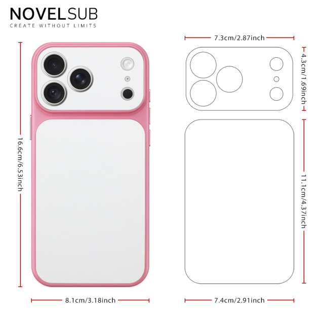 NOVELSUB Sublimation Blank 2D TPU Large-Window Leather Phone Case for Iphone 13 to 17 Series | Custom DIY | Leather texture | Heat dissipation| 8 Colors Available