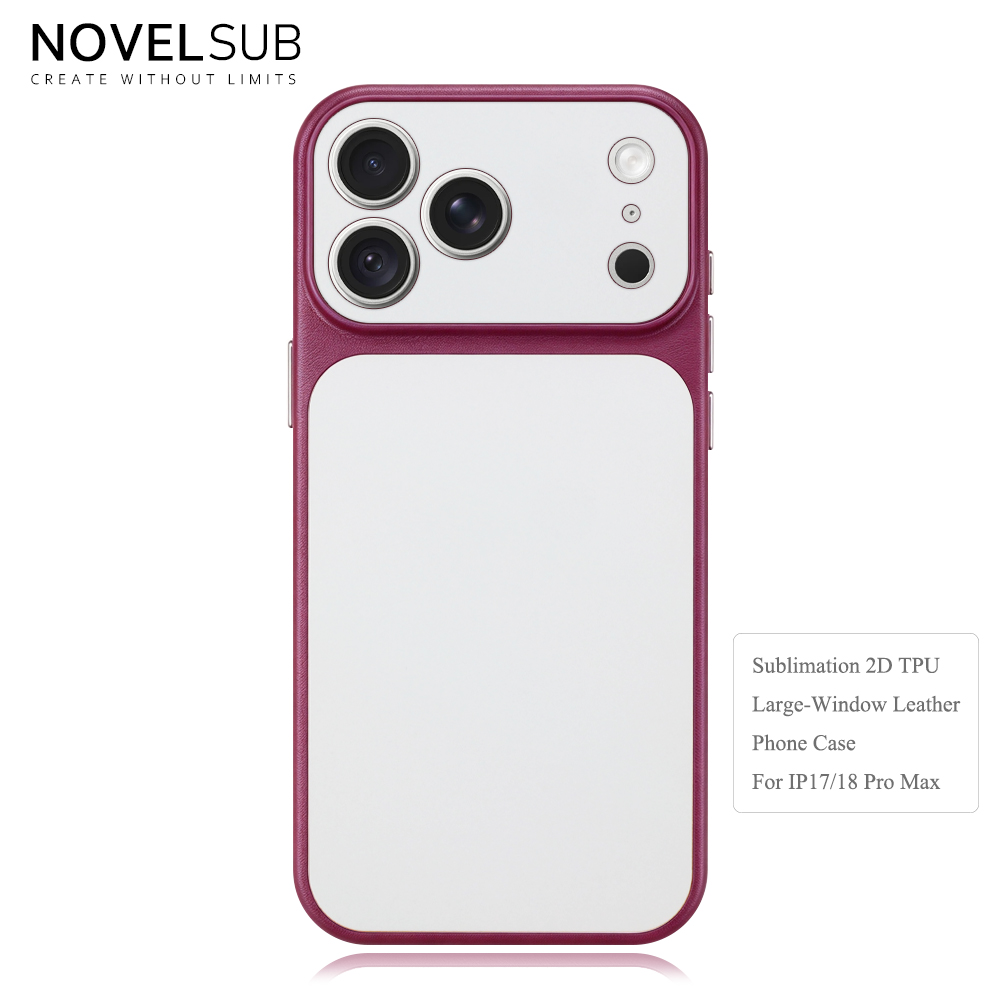 NOVELSUB Sublimation Blank 2D TPU Large-Window Leather Phone Case for Iphone 13 to 17 Series | Custom DIY | Leather texture | Heat dissipation| 8 Colors Available