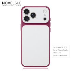 NOVELSUB Sublimation Blank 2D TPU Large-Window Leather Phone Case for Iphone 13 to 17 Series | Custom DIY | Leather texture | Heat dissipation| 8 Colors Available