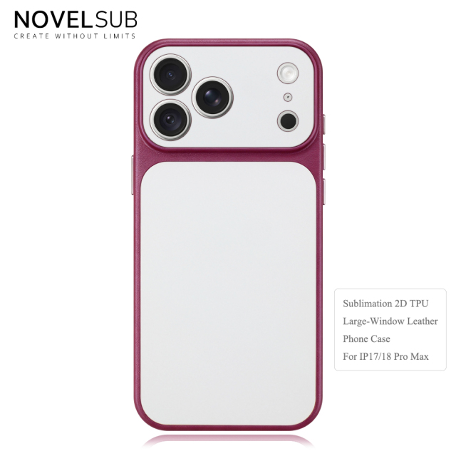 NOVELSUB Sublimation Blank 2D TPU Large-Window Leather Phone Case for Iphone 13 to 17 Series | Custom DIY | Leather texture | Heat dissipation| 8 Colors Available