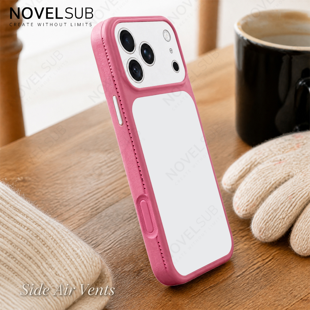 NOVELSUB Sublimation Blank 2D TPU Large-Window Leather Phone Case for Iphone 13 to 17 Series | Custom DIY | Leather texture | Heat dissipation| 8 Colors Available