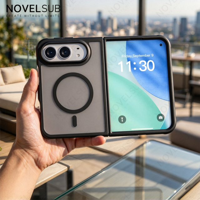 NOVELSUB for Iphone Duo Premium Shockproof 2in1 Fold Phone Case for iPhone Series | TPU + PC | Magnetic Support | Silky-soft Feel | Ready to Use