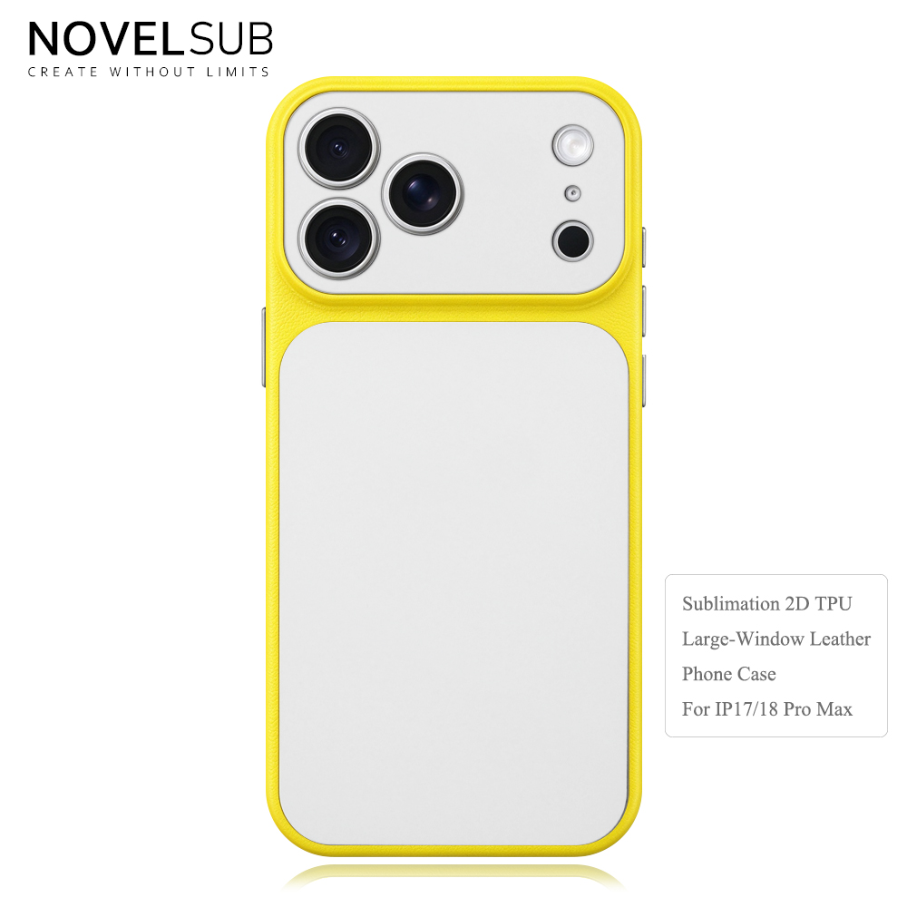 NOVELSUB Sublimation Blank 2D TPU Large-Window Leather Phone Case for Iphone 13 to 17 Series | Custom DIY | Leather texture | Heat dissipation| 8 Colors Available