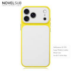 NOVELSUB Sublimation Blank 2D TPU Large-Window Leather Phone Case for Iphone 13 to 17 Series | Custom DIY | Leather texture | Heat dissipation| 8 Colors Available