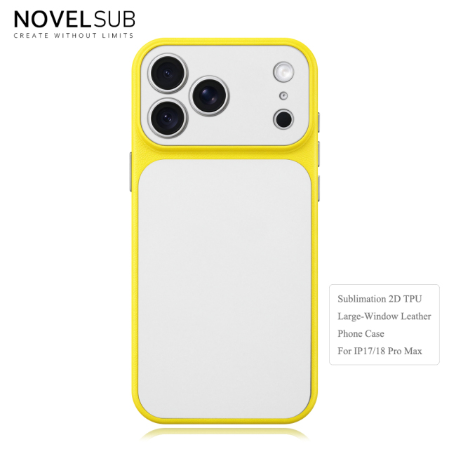 NOVELSUB Sublimation Blank 2D TPU Large-Window Leather Phone Case for Iphone 13 to 17 Series | Custom DIY | Leather texture | Heat dissipation| 8 Colors Available