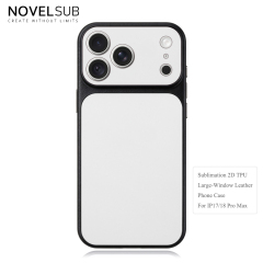 NOVELSUB Sublimation Blank 2D TPU Large-Window Leather Phone Case for Iphone 13 to 17 Series | Custom DIY | Leather texture | Heat dissipation| 8 Colors Available