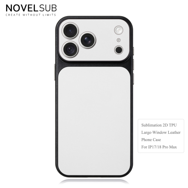 NOVELSUB Sublimation Blank 2D TPU Large-Window Leather Phone Case for Iphone 13 to 17 Series | Custom DIY | Leather texture | Heat dissipation| 8 Colors Available