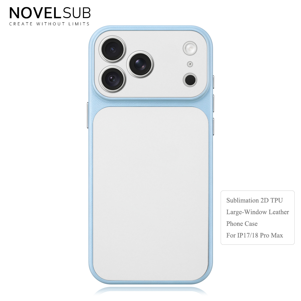 NOVELSUB Sublimation Blank 2D TPU Large-Window Leather Phone Case for Iphone 13 to 17 Series | Custom DIY | Leather texture | Heat dissipation| 8 Colors Available