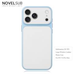 NOVELSUB Sublimation Blank 2D TPU Large-Window Leather Phone Case for Iphone 13 to 17 Series | Custom DIY | Leather texture | Heat dissipation| 8 Colors Available