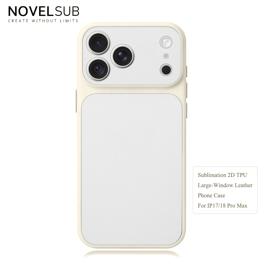 NOVELSUB Sublimation Blank 2D TPU Large-Window Leather Phone Case for Iphone 13 to 17 Series | Custom DIY | Leather texture | Heat dissipation| 8 Colors Available