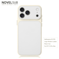 NOVELSUB Sublimation Blank 2D TPU Large-Window Leather Phone Case for Iphone 13 to 17 Series | Custom DIY | Leather texture | Heat dissipation| 8 Colors Available