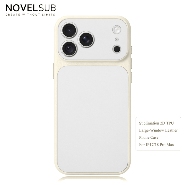 NOVELSUB Sublimation Blank 2D TPU Large-Window Leather Phone Case for Iphone 13 to 17 Series | Custom DIY | Leather texture | Heat dissipation| 8 Colors Available