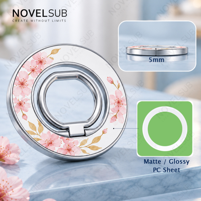 NOVELSUB Sublimation Blank Magnetic Ring Holder Made of  Metal & PC | Custom DIY 360 Degree Rotation Gold & Silver Magnetic Ring Holder |  58*58*5mm Mobile Phone Accessory