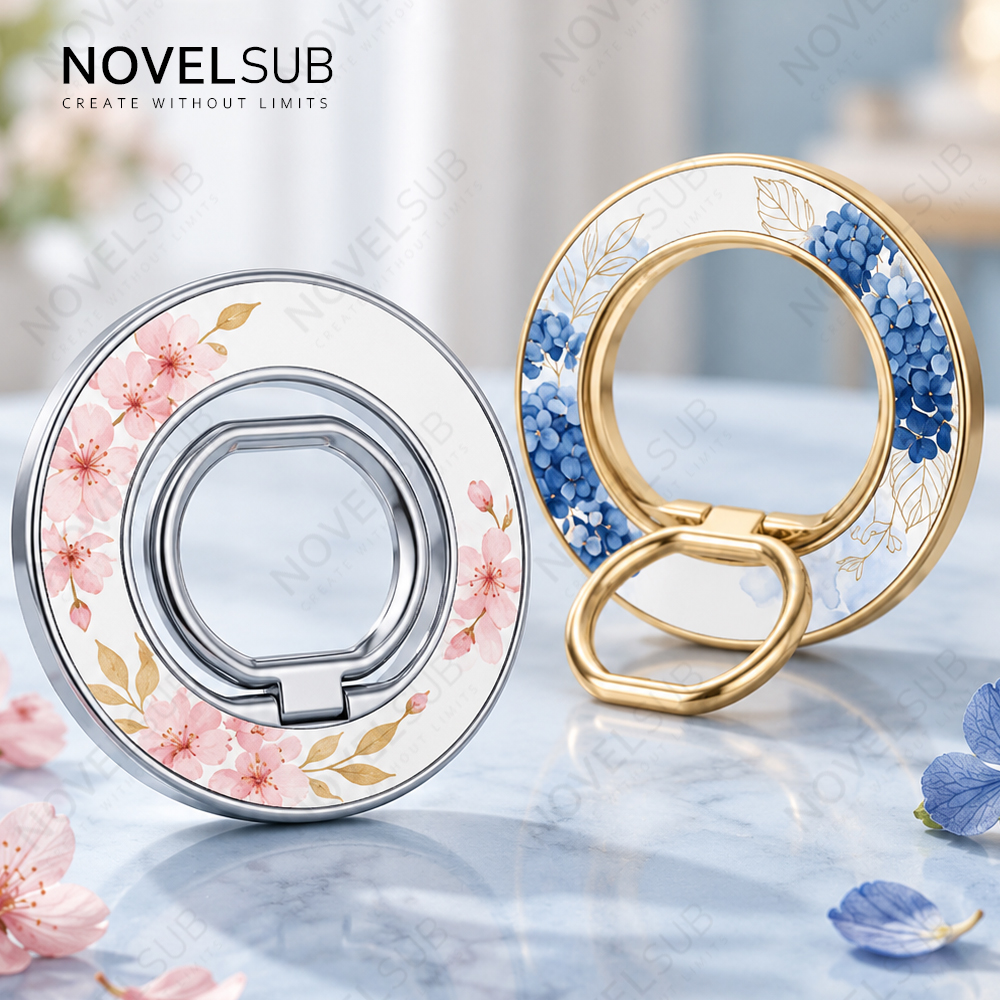 NOVELSUB Sublimation Blank Magnetic Ring Holder Made of  Metal & PC | Custom DIY 360 Degree Rotation Gold & Silver Magnetic Ring Holder |  58*58*5mm Mobile Phone Accessory